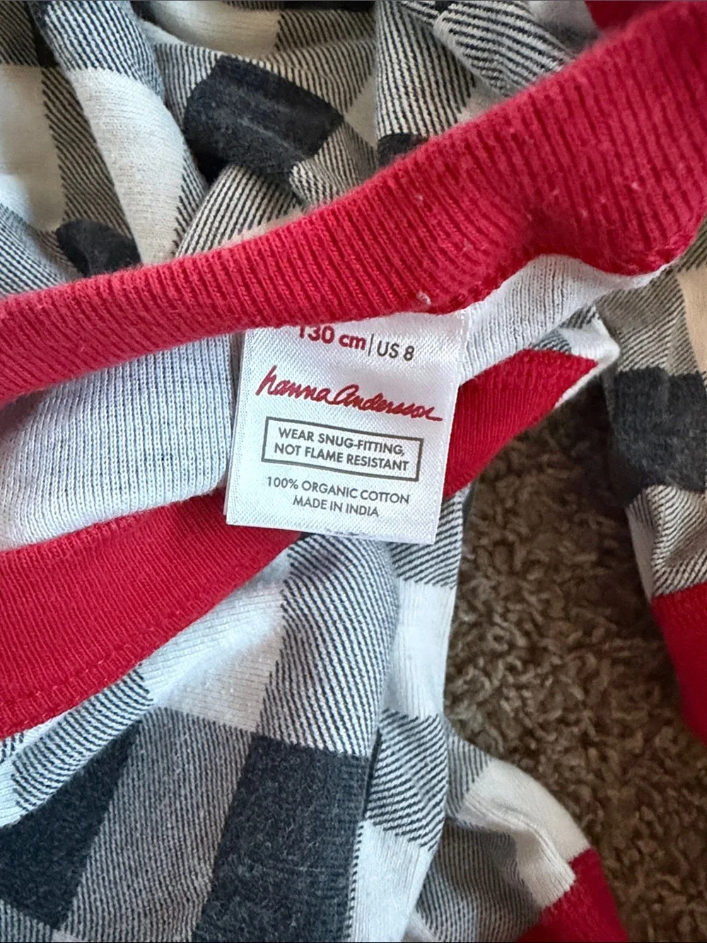 Hanna Andersson Black & White Buffalo Check Pajama Set with Red Trim